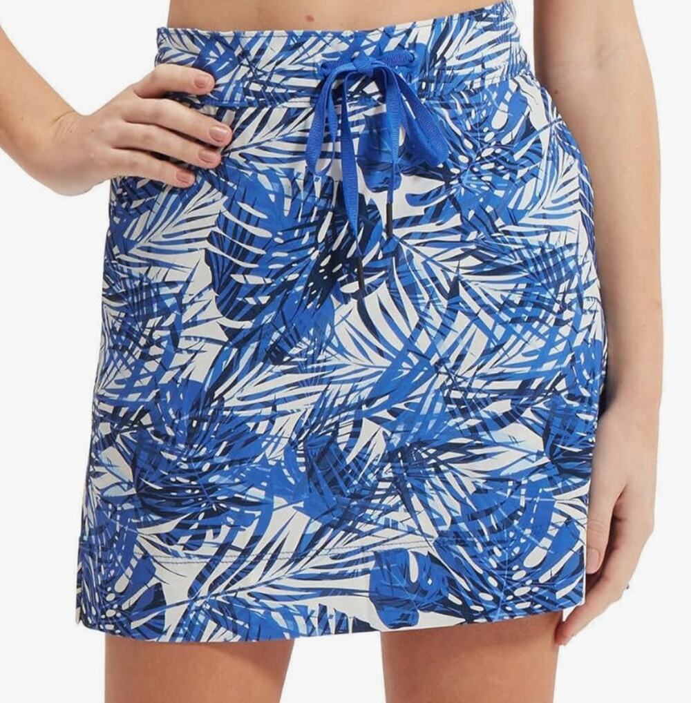 Speedo Women's Lightweight Swim Skort "Blue Palms" NWT Size Large